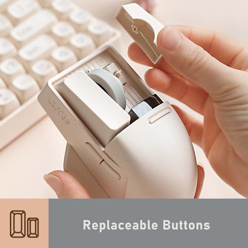 LOFREE Touch PBT Wireless Mouse with USB Receiver, Bluetooth, Wired Connection, Rechargeable, 4000 DPI with OLED Screen Compatible with Glass Surface for Mac Windows PC Notebook/Tofu White 2025 - Image 4