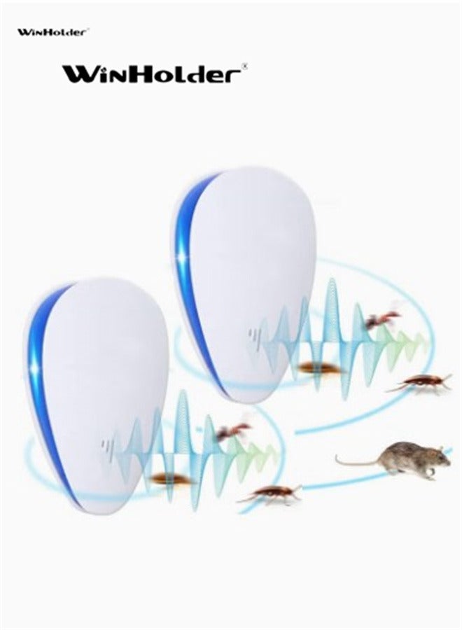 Winholder，2Pcs Ultrasonic Pest Repeller Electronic Pest Repellent Plug in for Indoor Defende Use for Drive Fleas Mosquitos Bed Bugs Cockroach Rats Rodents Mice Insect Ants Spiders Away，Keep away from