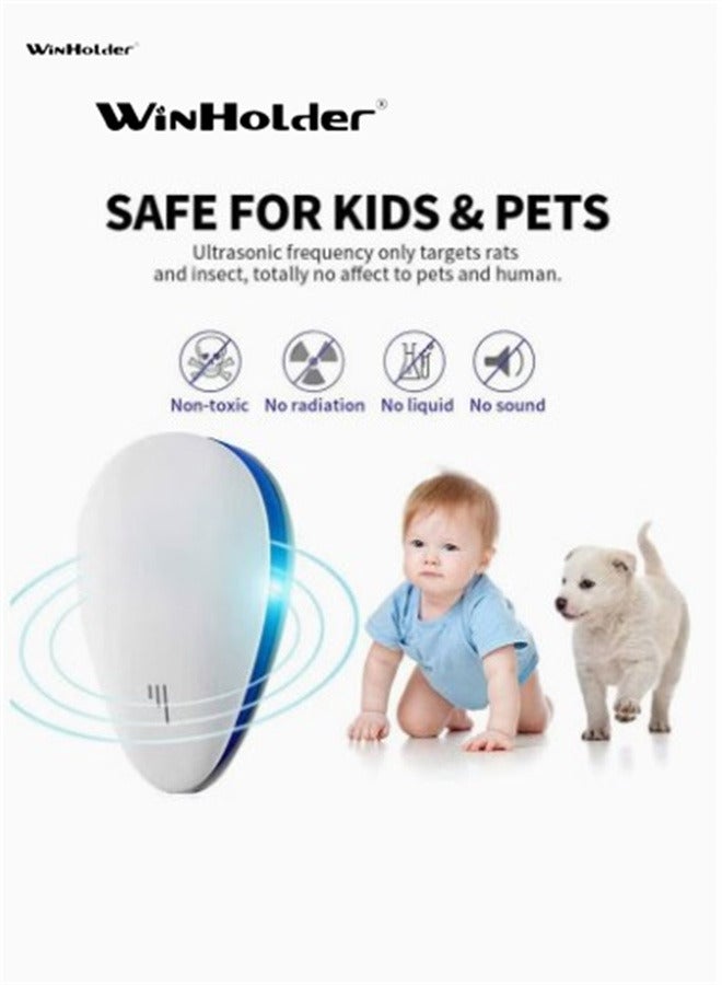 Winholder，2Pcs Ultrasonic Pest Repeller Electronic Pest Repellent Plug in for Indoor Defende Use for Drive Fleas Mosquitos Bed Bugs Cockroach Rats Rodents Mice Insect Ants Spiders Away，Keep away from