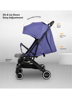 Nurtur Baby Stroller 0 To 36 Months Storage Basket One -Hand Fold Design 5 Point Safety Harness Eva Wheels Black Light Blue  - Image 2
