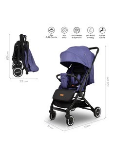 Nurtur Baby Stroller 0 To 36 Months Storage Basket One -Hand Fold Design 5 Point Safety Harness Eva Wheels Black Light Blue  - Image 5
