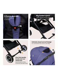 Nurtur Baby Stroller 0 To 36 Months Storage Basket One -Hand Fold Design 5 Point Safety Harness Eva Wheels Black Light Blue  - Image 4