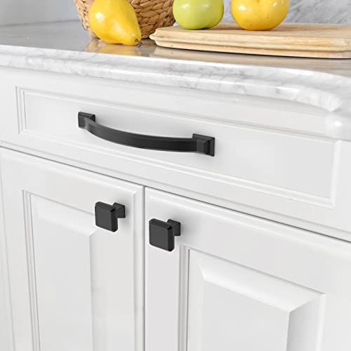 Amerdeco 10 Pack Matte Black Cabinet Pulls 5 Inch(128mm) Hole Centers, Handles for Kitchen Cabinet Hardware, Arch Cabinet Handles for Bathroom Dresser Drawer Handles ZH0016… - Image 4
