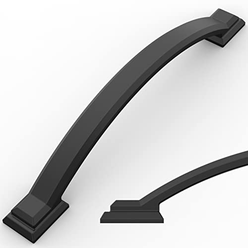 Amerdeco 10 Pack Matte Black Cabinet Pulls 5 Inch(128mm) Hole Centers, Handles for Kitchen Cabinet Hardware, Arch Cabinet Handles for Bathroom Dresser Drawer Handles ZH0016… - Image 1
