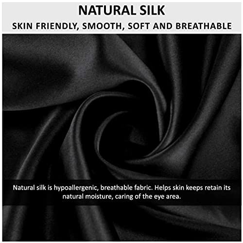 Jenna™ Natural Silk Sleeping Eye Shade Mask Cover for Insomnia, Meditation, Puffy Eyes and Dark Circles Black - Image 5