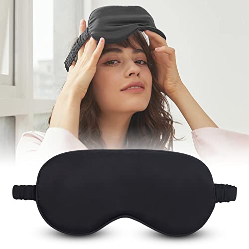 Jenna™ Natural Silk Sleeping Eye Shade Mask Cover for Insomnia, Meditation, Puffy Eyes and Dark Circles Black - Image 1