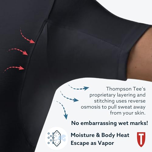 THOMPSON TEE Men's Sweatproof Undershirt - V Neck T-Shirt with Underarm Sweat Pads - Slim Fit - Aluminum-Free Alternative - Black - Small - Image 3