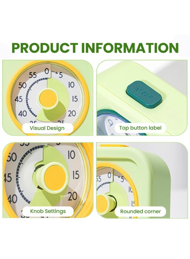 Visual Timer for Kids with Clock, 60 Minute Countdown Timer for Classroom, Home, Kitchen, Work, Dual-Screen Pomodoro Timer with Alarm Clock, Silent Time Management Tool with Night Light - Image 2