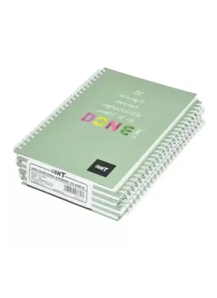 Light 5-Piece Light Spiral Hard Cover Notebook, Single Ruled (100 Sheet) A5 Size - LINBSA51512 