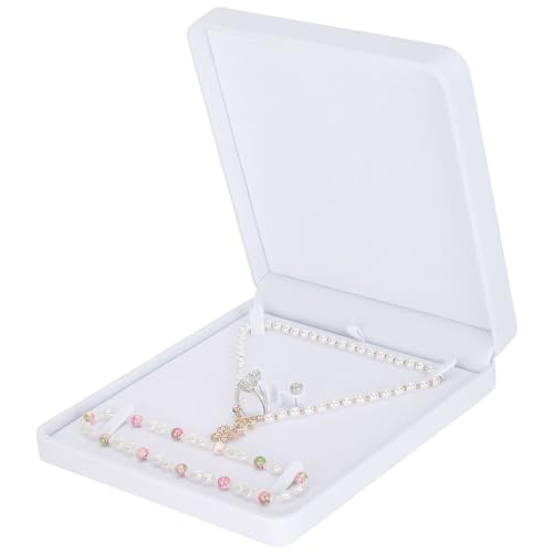 LETURE Velvet Jewelry Set Box, Velvet Gift Box for Bracelet Necklace Earring Ring (White) - Image 1