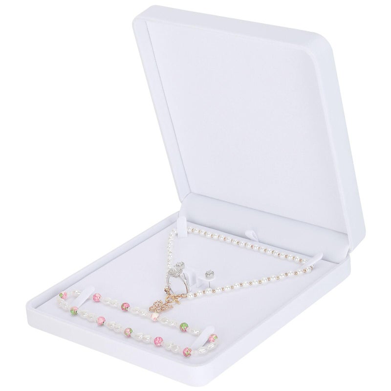 LETURE Velvet Jewelry Set Box, Velvet Gift Box for Bracelet Necklace Earring Ring (White) - Image 2