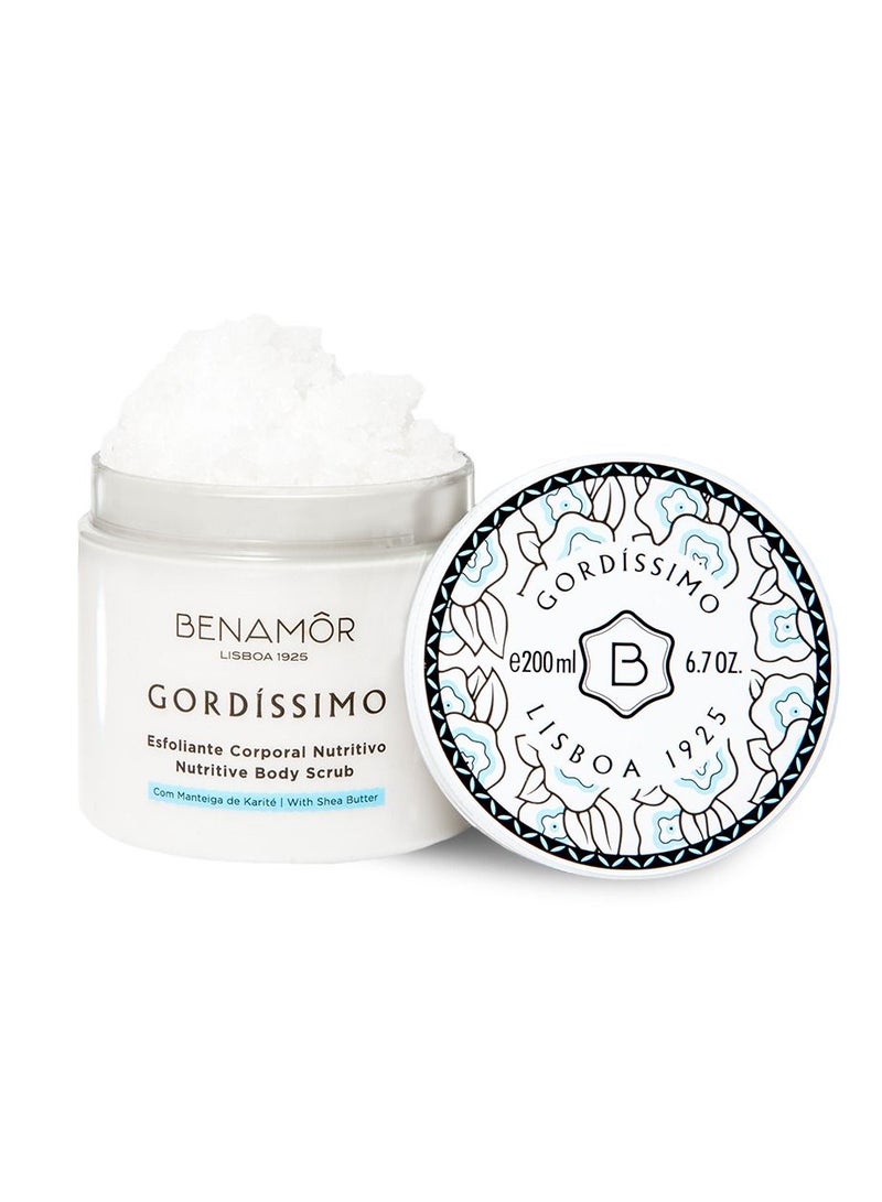 BENAMÕR Gordissimo Nourishing Body Scrub – Exfoliating Salt Scrub with Shea Butter, Almond & Argan Oil – Smoothes & Softens Dry Skin – Paraben Free, Vegan – 200ml - Image 1
