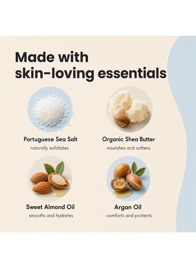 BENAMÕR Gordissimo Nourishing Body Scrub – Exfoliating Salt Scrub with Shea Butter, Almond & Argan Oil – Smoothes & Softens Dry Skin – Paraben Free, Vegan – 200ml - Image 4