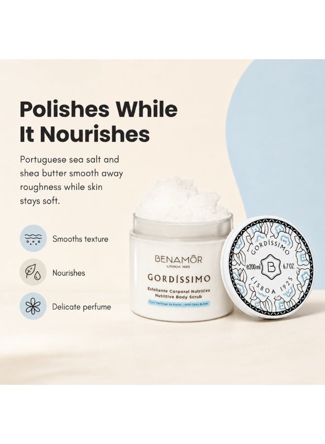 BENAMÕR Gordissimo Nourishing Body Scrub – Exfoliating Salt Scrub with Shea Butter, Almond & Argan Oil – Smoothes & Softens Dry Skin – Paraben Free, Vegan – 200ml - Image 2