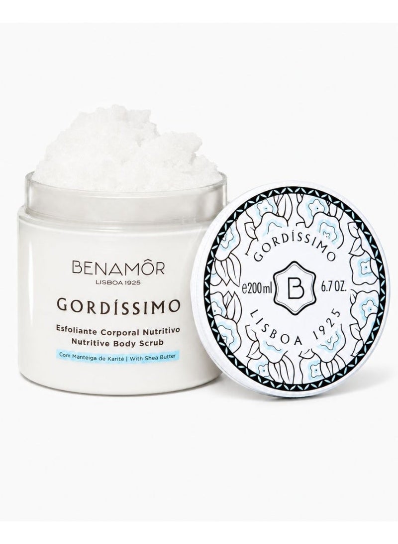 BENAMÕR Gordissimo Nourishing Body Scrub – Exfoliating Salt Scrub with Shea Butter, Almond & Argan Oil – Smoothes & Softens Dry Skin – Paraben Free, Vegan – 200ml - Image 1
