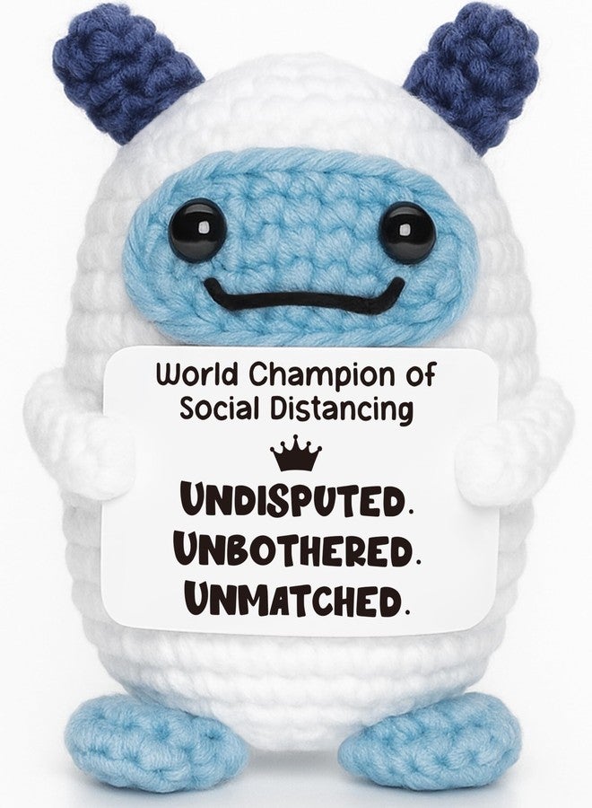 Frabaca Handmade Crocheted Funny Mini Plush Figure - Witty Desk Decor & Humorous Gag Gift for Introverts, Bestie, Friends, and The Comfort-Loving Homebody - Image 1