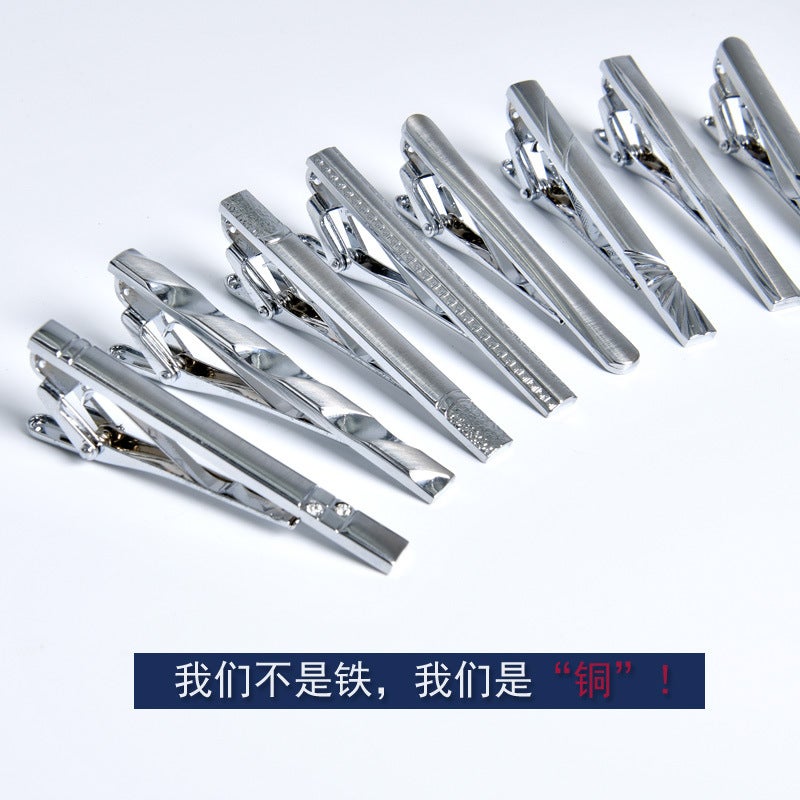 Men'S Tie Clip High Quality Polished Business Dress Professional Silver Simple Factory Copper Tie Clip - Image 5