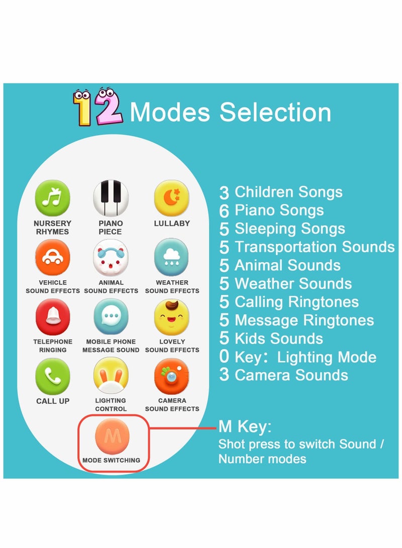 SYOSI Baby Early Education Toys Mobile Phone, Music Teething Glowing Toy Talking Educational Toy Birthday Gift for Preschool Children - Image 2