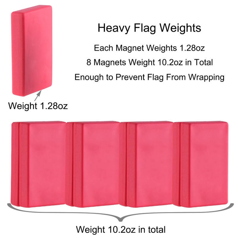 LEVOSHUA Magnetic Flag Weights for Bottom of Flag in Winds, Rubber Covered Heavy Duty Magnet Weights, Stop American Flag from Wrapping Around the Pole or Hooking on the Gutter, Red, 4 Pairs(Pack of 8) - Image 5