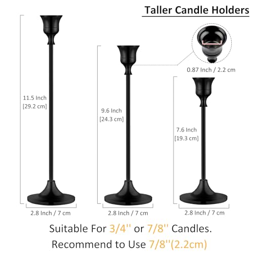 Pusenlan Metal Candle Holders for Candlesticks Taper Candlestick Holders Set Vintage Decorative Centerpiece Candelabra Tall Candle Stands Matt Black 2 Sets 6 pcs - Image 3