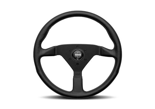 MOMO Motorsport Montecarlo Black Stitch Leather Street Steering Wheel Brushed Anodized Spoke BK Stitch 350mm
