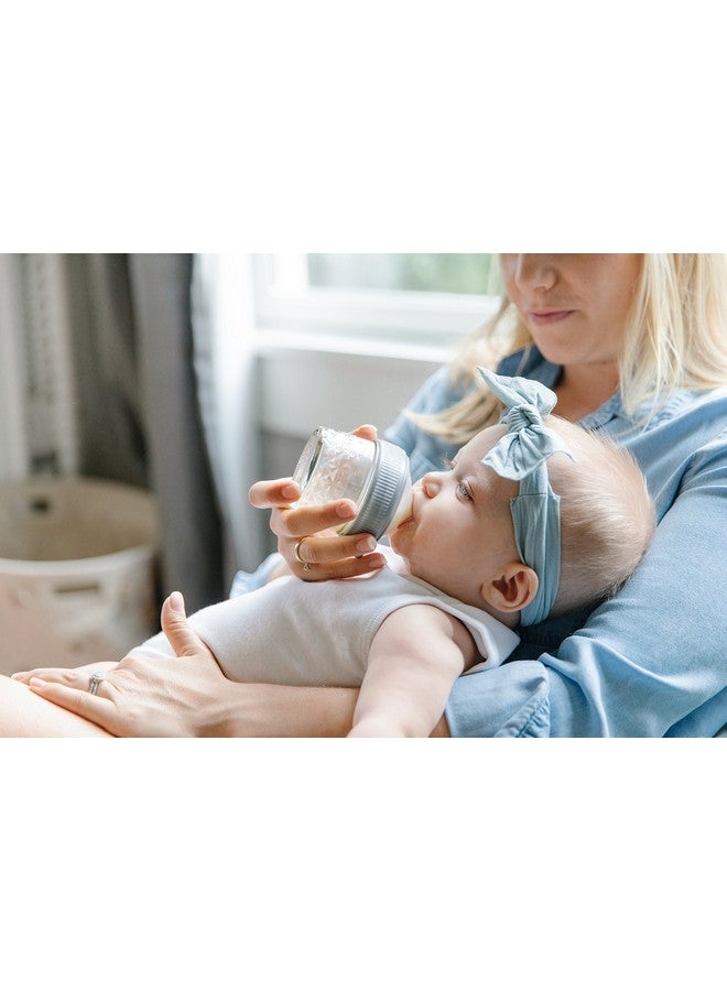 Mason Bottle The Essential Gift Set Glass Baby Bottles 4 And 8 Ounce Silicone Sleeve Slowflow Nipple (2 Pack) Nontoxic Bpa And Bps Free 100% Made In The Usa (5 Items Agave) - Image 5