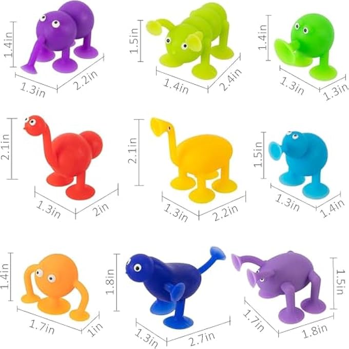SUCTION CUP TOYS, 9 PIECE TRAVEL TOYS WITH STRONG SUCTION POWER, SENSORY SPINNER TOYS FOR BABY, FUN BATH AND WINDOW STICKERS FOR TODDLERS AIRPLANE CAR RIDES (COLORFUL) - Image 3