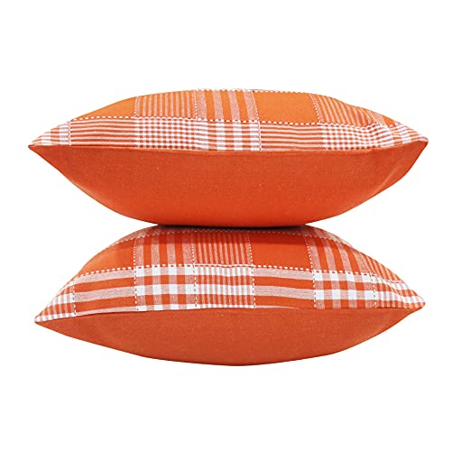 AIRWILL Cotton Track Dobby Orange Themed Cushion Covers for Cushions & Pillows (Orange & White, Pack of 5) - Image 4