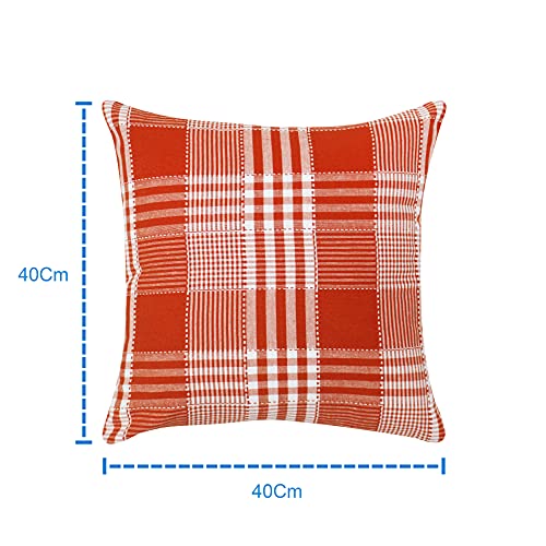 AIRWILL Cotton Track Dobby Orange Themed Cushion Covers for Cushions & Pillows (Orange & White, Pack of 5) - Image 2
