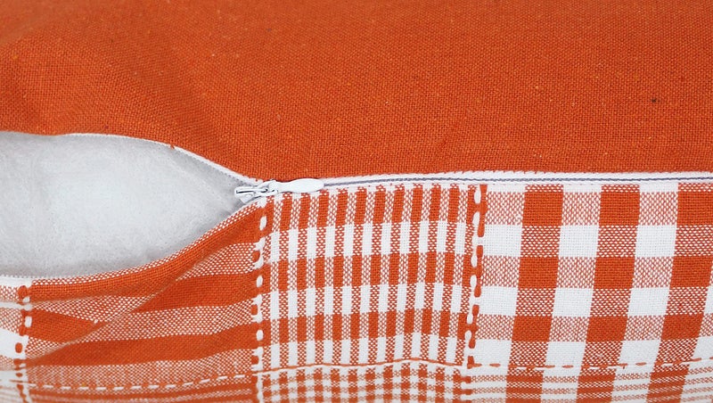 AIRWILL Cotton Track Dobby Orange Themed Cushion Covers for Cushions & Pillows (Orange & White, Pack of 5) - Image 5