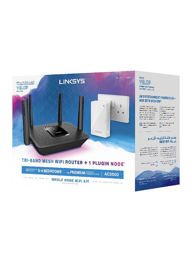 لينكسيس راوتر بنظام شبكة واي فاي ثلاثي النطاق مع هوائي قابل للتوصيل طراز MR8300 أبيض/ أسود - Image 5