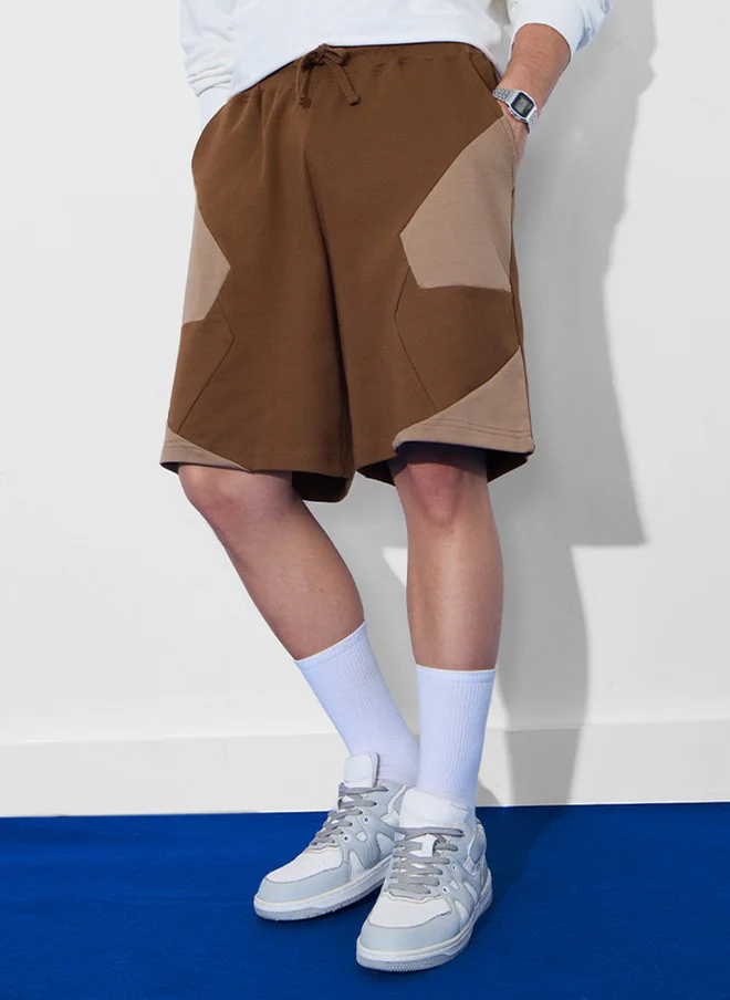 The Souled Store The Souled Store Men Regular Fit Colourblocked Brown Shorts