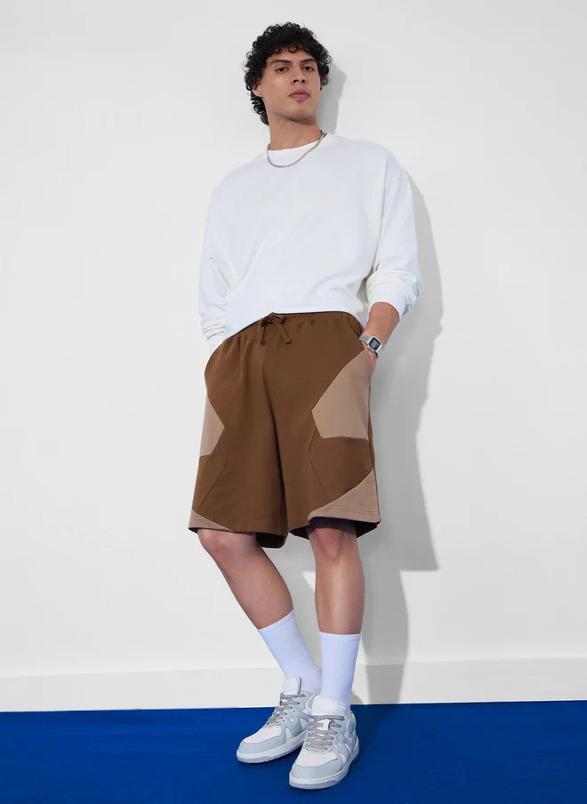 The Souled Store The Souled Store Men Regular Fit Colourblocked Brown Shorts