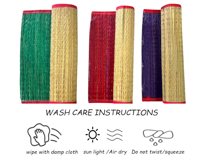 Achleshwar Hand Made Kusha Grass Aasan for Pooja (Multicolour) -Pack of 2 Perfect for Pooja/Yoga/Meditation/Home and Office use 44x56 cm Daab Aasan - Image 3