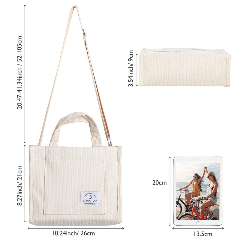 WantGor Tote Bag for Women, Corduroy Crossbody Bags Shoulder Handbag Satchel Hobo Bag Purse - Image 5