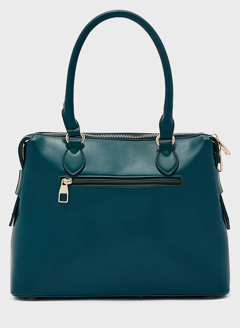Khizana Croc Mix Handbag With Zip Compartment
