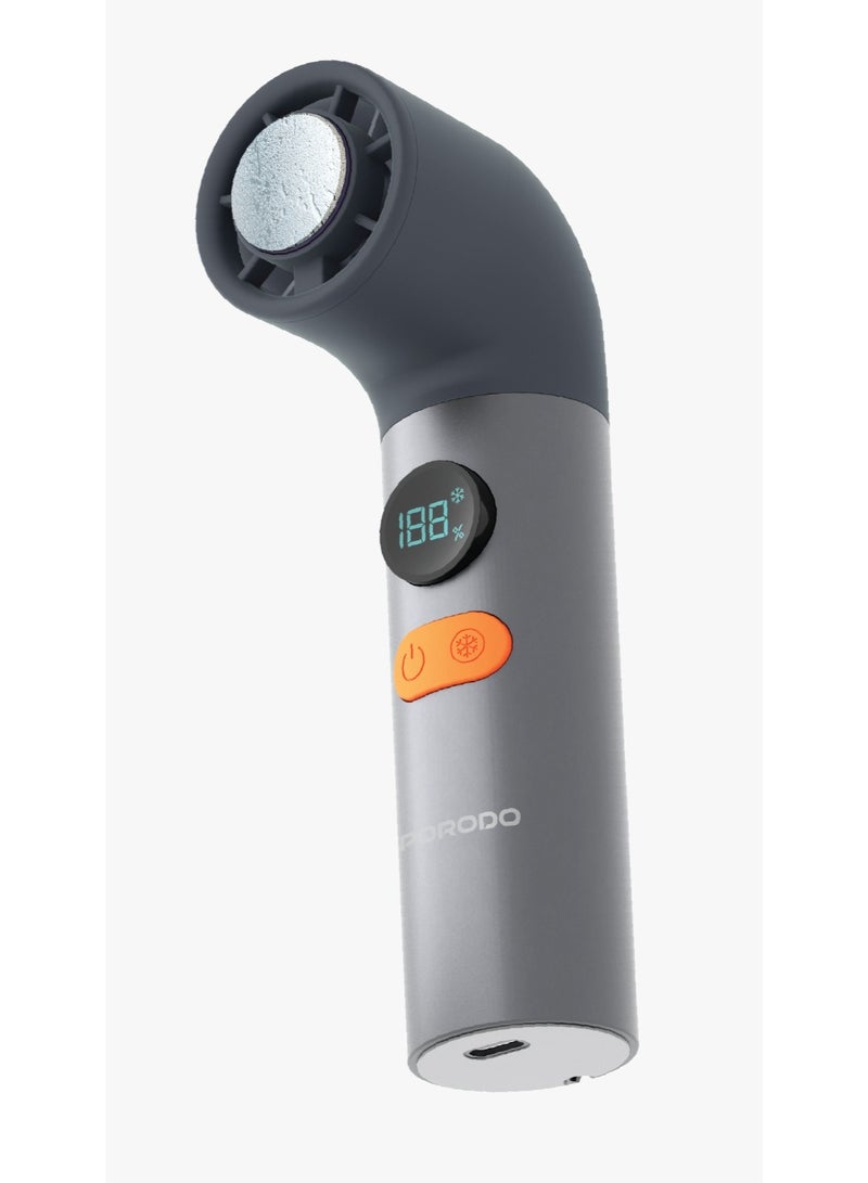 porodo Chillo Polar Portable Handheld Fan / Semiconductor Cooling Fan / 3000mAh Rechargeable Battery / 100-Speed Airflow Control / USB-C Charging / Instant Cold Compress Cooling - Grey - Image 1