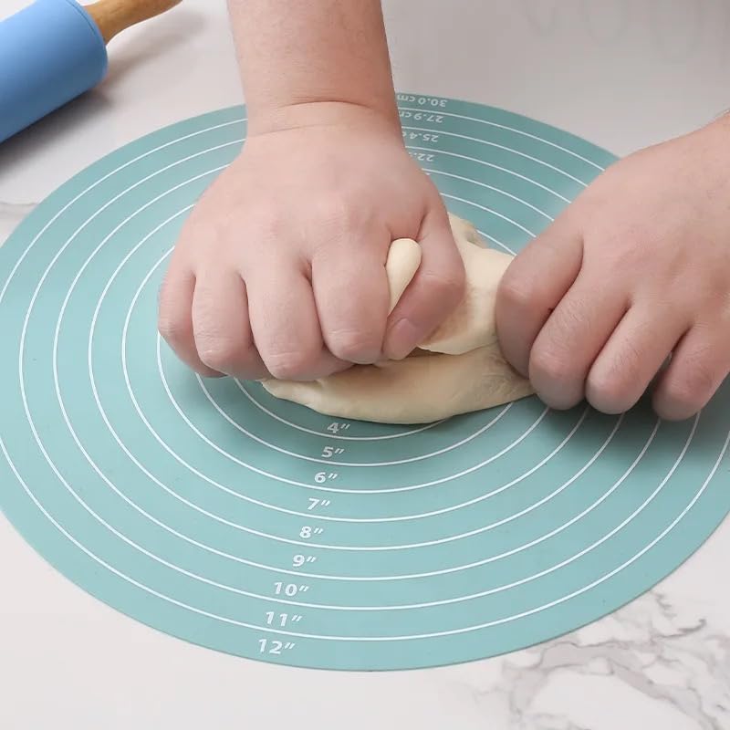 SHOAIB Baking mat for Rolling Pizza Base Cookies and rotis Round Shape Silicone Rolling mat Dough Rolling - Image 1