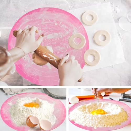 SHOAIB Baking mat for Rolling Pizza Base Cookies and rotis Round Shape Silicone Rolling mat Dough Rolling - Image 2