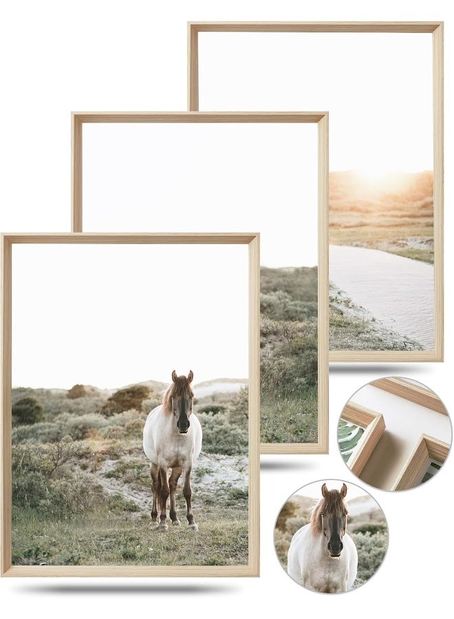 Home Trove Upwoigh Framed Wall Art, White Horse Outskirts Setting Sun Wood Canvas Wall Art, 12"X16" Cotton Pattern Poster Wall Decor Aesthetic For Living Room Bedroom  - Image 1