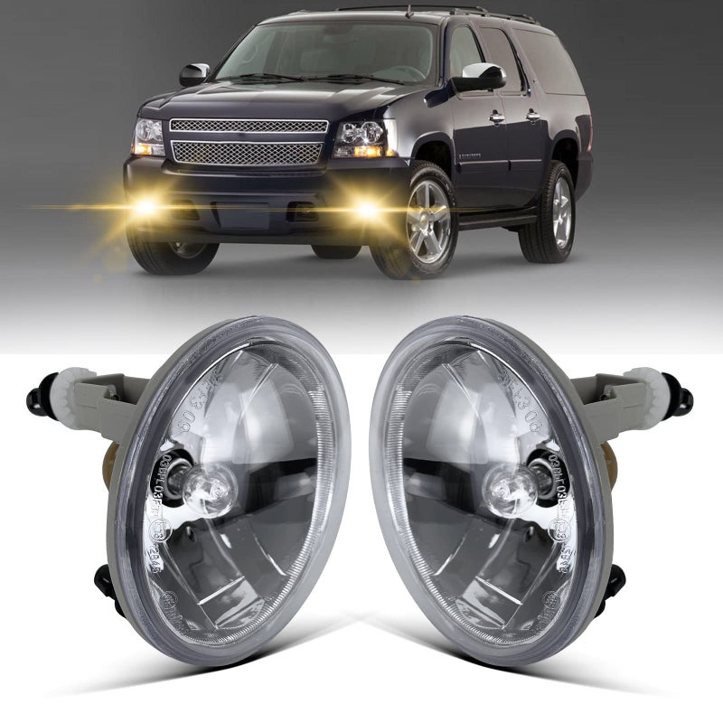Driving Fog Lights for 2007-2013 Avalanche/ 2007-2014 Chevy Suburban/Tahoe/ 2015-2016 Colorado/ 2010-2013 Camaro/ 2015 Silverado/GMC Acadia/Yukon, 1 Pair Front Bumper Driving Fog Lamps (Clear Lens)