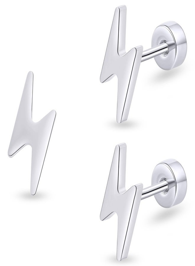 Limerencia Titanium Women Flatback Earrings,Lightening Bolt Earrings|Cute and Fashionable Suitable for Both Men and Women,Suitable for Sensitive Ears - Image 1