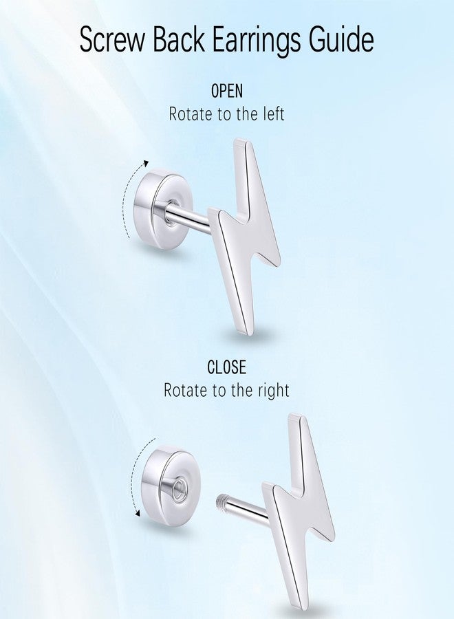 Limerencia Titanium Women Flatback Earrings,Lightening Bolt Earrings|Cute and Fashionable Suitable for Both Men and Women,Suitable for Sensitive Ears - Image 4