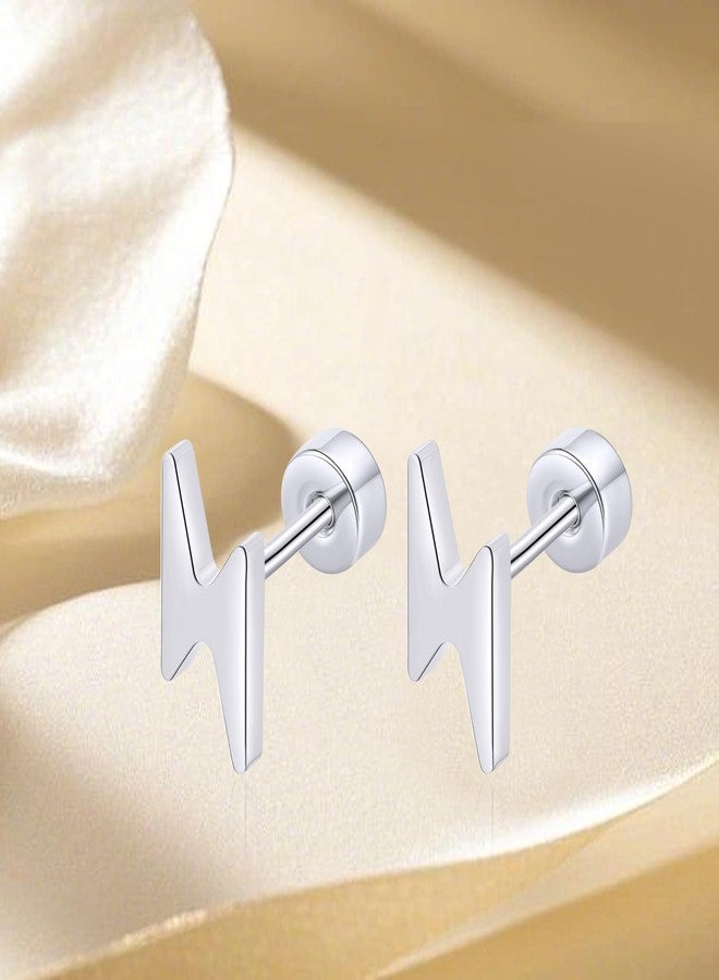 Limerencia Titanium Women Flatback Earrings,Lightening Bolt Earrings|Cute and Fashionable Suitable for Both Men and Women,Suitable for Sensitive Ears - Image 2