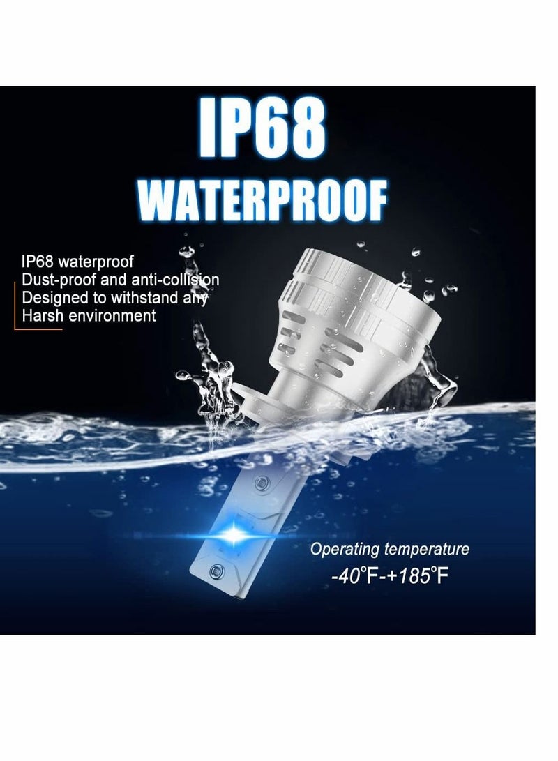 إسكدنيا مصابيح أمامية LED H7 - مجموعة تحويل مصابيح السيارة 100 واط 20000 لومن 600% أكثر سطوعًا 6500 كيلفن أبيض نقي مجموعة تحويل مصابح LED لاسلكية فائقة السطوع مقاومة للماء بديل لمبة هالوجين 2 قطعة - Image 5