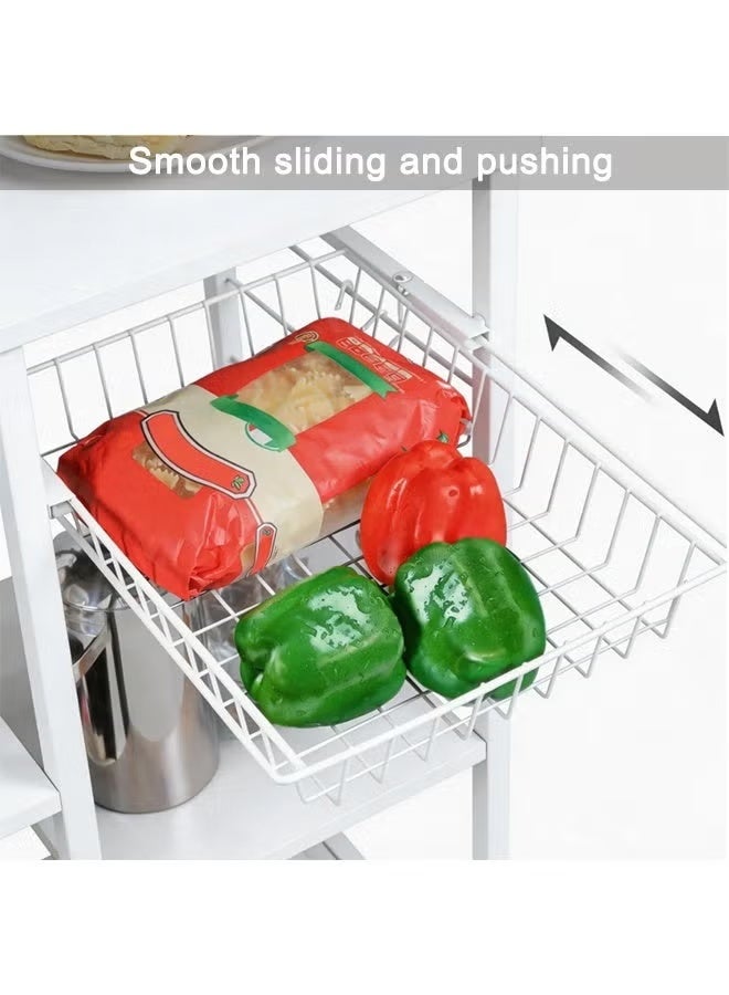 Kitchen Storage Rack with Power Socket, Bakers Rack With Storage Shelves, Microwave Stand with Sliding Baskets & Utensil Hooks, Standalone Kitchen Rack for Kitchen, Living Room & Bedroom (ZWJ003) - Image 5