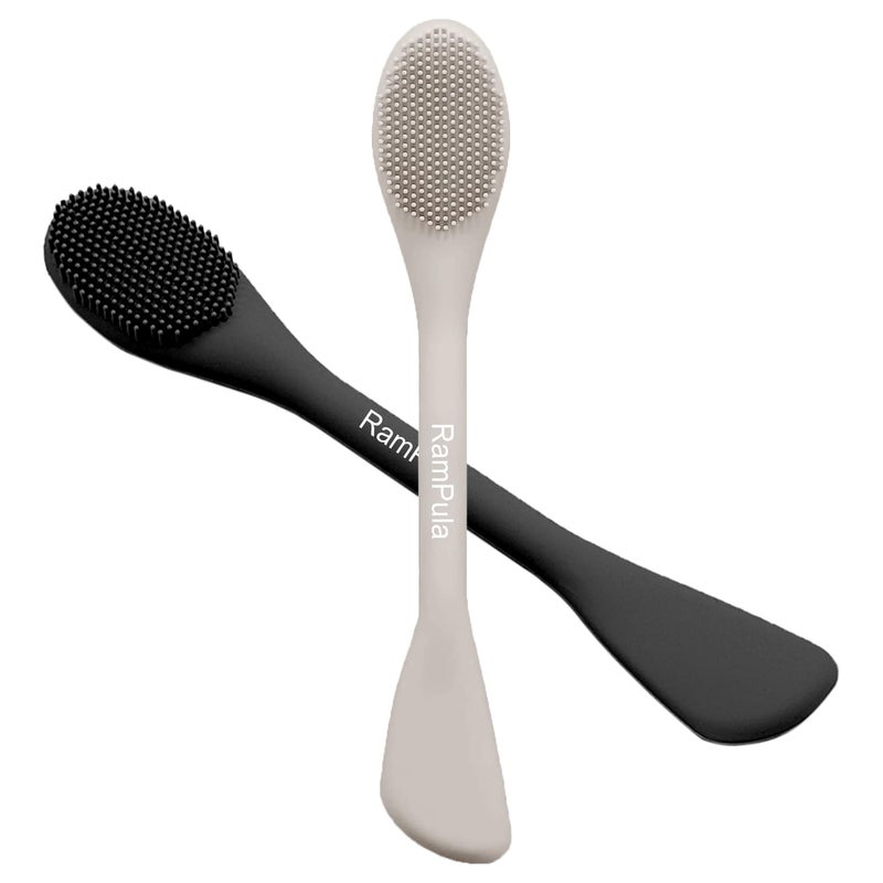 RamPula Face Mask Brush Applicator, Mask Brushes For Facials Cleansing & Exfoliating, Facial Clay Mask Applicator Tool Silicone Mask Spatula Cream Skincare For Apply Cream, Lotion, Mud, Clay (Black+Starlight) - Image 1
