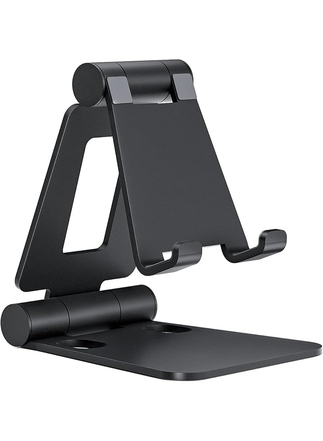 Concretization Dual Folding Cell Phone Stand, Fully Adjustable Foldable Desktop Phone Holder Cradle Dock Compatible With Phone 16 15 14 13 12 11 Pro - Image 1