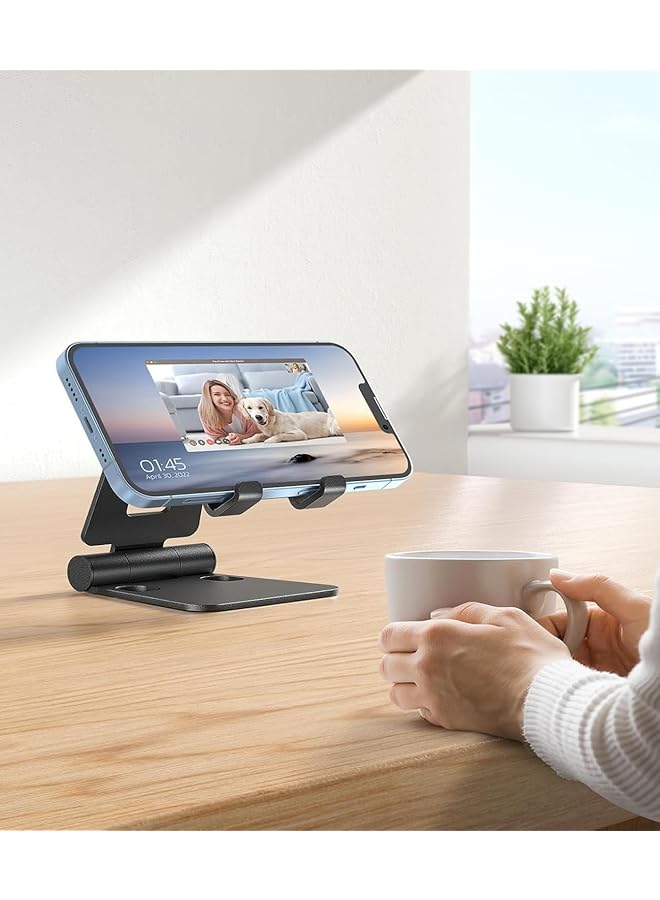Concretization Dual Folding Cell Phone Stand, Fully Adjustable Foldable Desktop Phone Holder Cradle Dock Compatible With Phone 16 15 14 13 12 11 Pro - Image 2