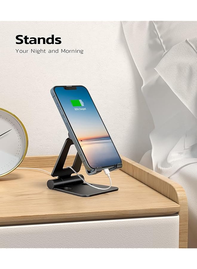 Concretization Dual Folding Cell Phone Stand, Fully Adjustable Foldable Desktop Phone Holder Cradle Dock Compatible With Phone 16 15 14 13 12 11 Pro - Image 3